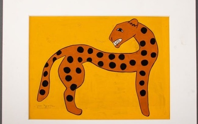 Jan Yoors Standing Cheetah Pastel on Paper
