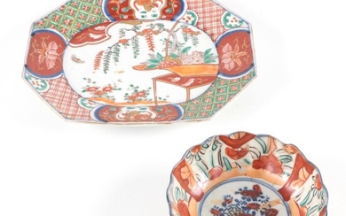 Japanese Imari Painted Porcelain Platter and Bowl