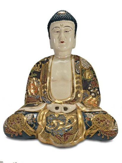 Japanese Satsuma porcelain Buddha statue