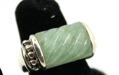 Judith Ripka Silver and Carved Jade Ring