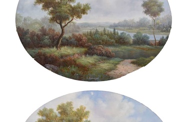 K. Bassenger - Pair of oval oil on board - Rural landscapes