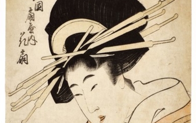 KITAGAWA UTAMARO, (C. 1753–1806), HANAÔGI OF THE ÔGIYA | KATSUKAWA SHUNSHO, (1726–1792), EDO PERIOD, 18TH CENTURY, TWO PRINTS OF AN ACTOR