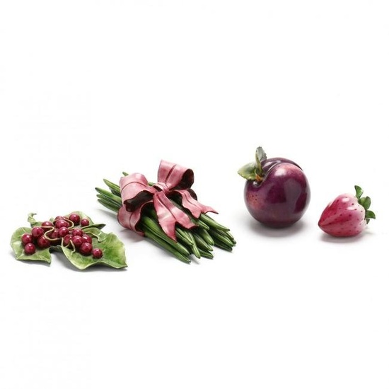 Katherine Houston (American, 20th/21st century), Four Porcelain Fruits and Vegetables