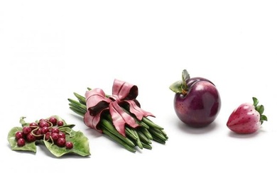 Katherine Houston (American, 20th/21st century), Four Porcelain Fruits and Vegetables