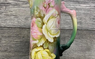 LARGE HAND PAINTED WATER PITCHER