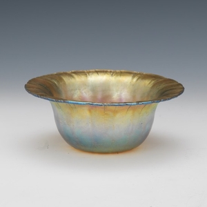 L.C. Tiffany Signed Favrile Gold Glass Bowl