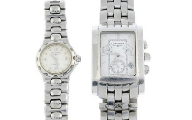 LONGINES - a stainless steel Conquest bracelet watch (22mm) with a Longines Dolce Vita chronograph