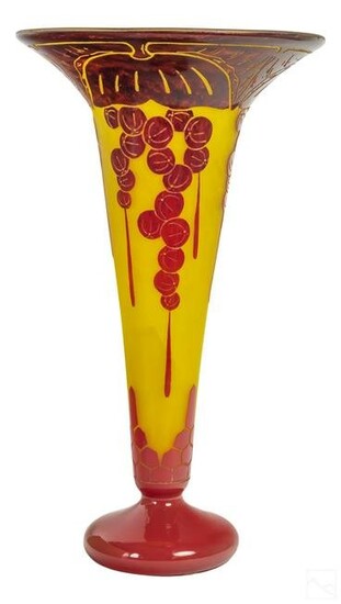 La Verre Francais Groseilles French Art Glass Vase