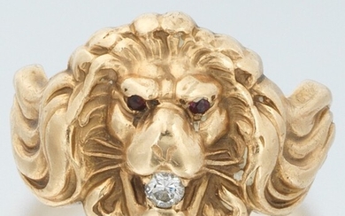 Ladies' Gold and Diamond Lion Ring