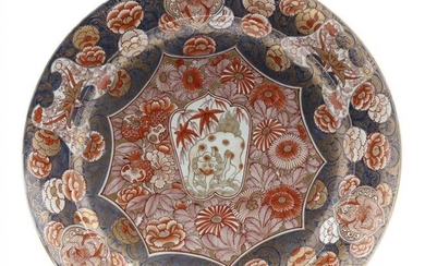 Large Antique Painted Porcelain Imari Charger