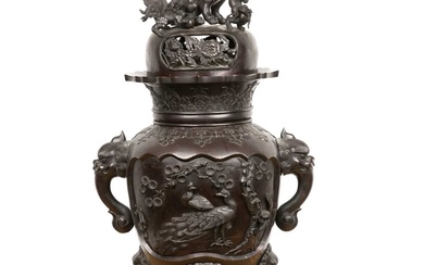 Large bronze vase and cover Japanese, late 19th Century decorated...
