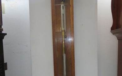 Large early mercury filled barometer, in fitted oak case....