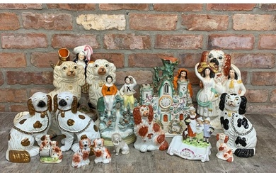 Large quantity of Victorian Staffordshire figures to include...