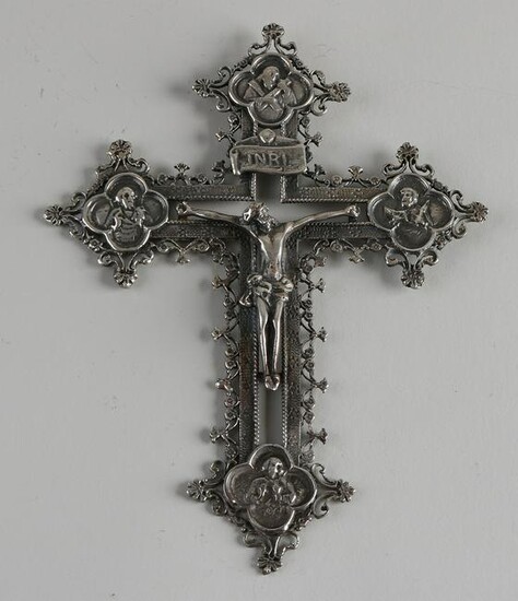 Large silver cross, 925/000, a double cross with