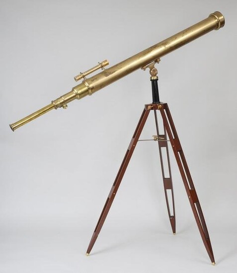 Large single-draw brass telescope