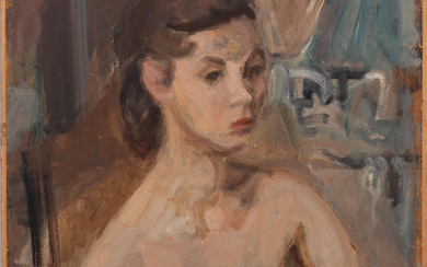 Lazare Volovick (Ukrainian, 1902-1977) Seated Nude, Half Length signed 'Volovick' (lower left) 26 x 19 7/8 in.