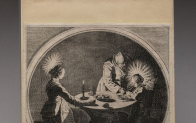 Lot 17 Jacques CALLOT (1592 - 1635) Le bénédicité (La Sainte Famille à table). Lieure 595 - III/IV Eau-forte....
