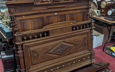 Lot details An early 20th century French walnut double bedstead,...