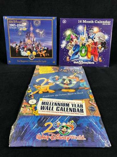 Lot of 3 Walt Disney World Calendars Sealed 1999 2000