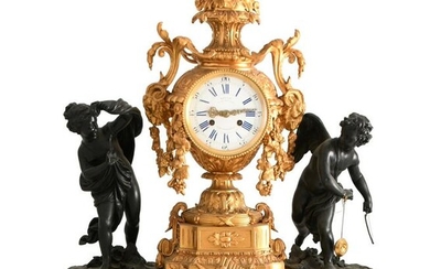 Louis XVI Style Bronze Figural Mantel Clock