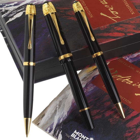 MONTBLANC MEISTERSTÜCK VOLTAIRE LIMITED EDITION FOUNTAIN PEN N. 02588 /20000, BALLPOINT PEN N. 02588 13000 AND PENCIL N. 02588 /12000, 1995