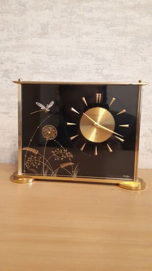 Mantel clock - Jaeger Le Coultre - Brass, Glass - Second half 20th century