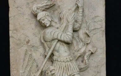 Marble Bas-relief - St. George and the Dragon - 45 x 35