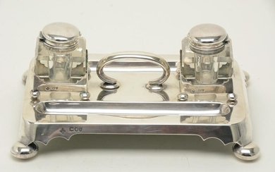 Martin, Hall & Co. English sterling silver inkwell set.