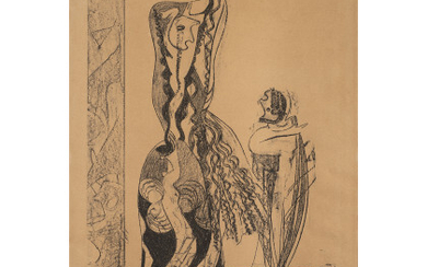 Max Ernst ( Bruhl 1891 - Parigi 1976 ) , "Danseuses" 1950 lithograph cm 55x37 Signed and numbered 25/200