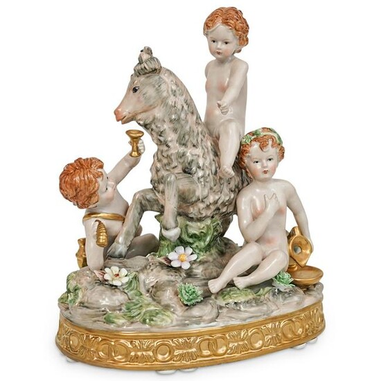Meissen Porcelain "Putti With Goat" Group Figurine