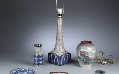 Michael Andersen. A collection of Persian ceramics, lamps, vases, etc. (6)
