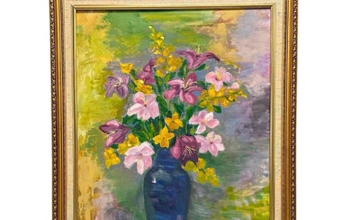 Mid 20th Century Flower Still Life Oil on Canvas