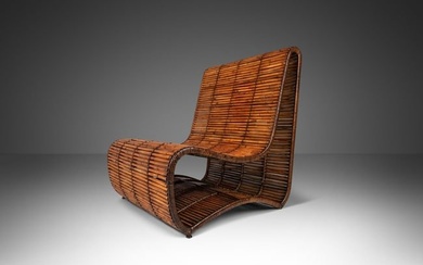 Mid-Century Modern "Wave" Slipper Lounge Chair in Bamboo by Danny Ho Fong for Tropi-cal Philippines