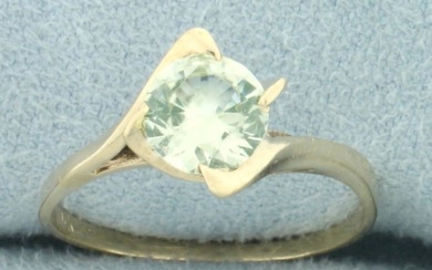 Mint Green Tourmaline Solitaire Ring in 10k Yellow Gold