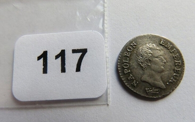 Monnaie - Quart de franc Napoléon empereur, tête nue, calendrier révolutionnaire AN 13 A Paris (argent, 1,27 g) TTB+ à SUP