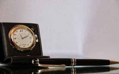 Montblanc - Montblanc MeisterstückPlatinum Plated Ballpoint Pen & Travel Alarm Clock - Set of 2