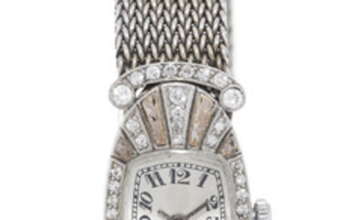 Montre platine sertie de diamants et bracelet or gris 585