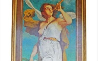 Monumental109" X 46" Painting Of Angel On Canvas Signed