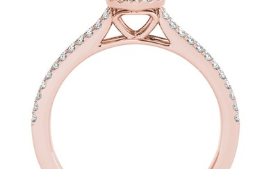 Natural 1.33 CTW Diamond Engagement Ring SET 14K Rose Gold