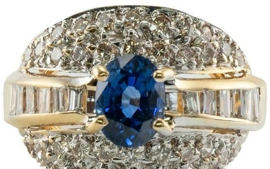 Natural Blue Ceylon Sapphire Diamond Ring Hallmark G C