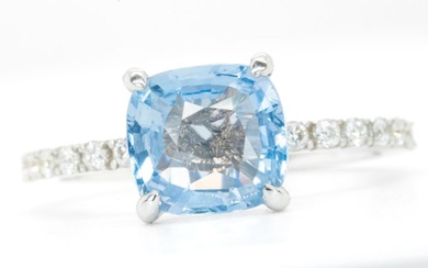 *No Reserve* - 18 kt. White gold - Ring - 2.20 ct Sapphire - Blue (Burma) & VVS Diamonds