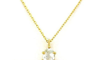 No Reserve Price - 0.50 carat Aigue-Marine - Necklace with pendant Yellow gold