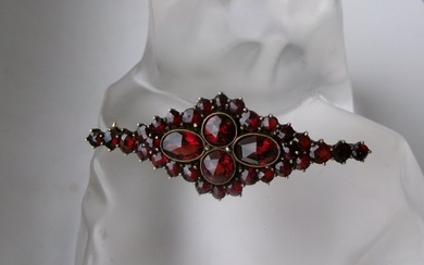 No Reserve Price - Brooch Gold-plated, Silver Garnet