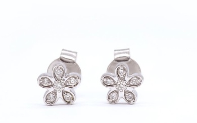 No Reserve Price - Earrings - 14 kt. White gold Diamond (Natural)