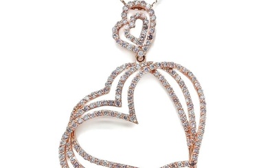 ***No Reserve Price*** IGI Certified 1.88 Carat Pink Diamonds Heart Pendant - 14 kt. Pink gold - Pendant