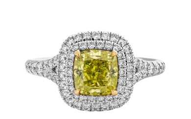 No Reserve Price - Ring - 18 kt. White gold - 2.17 tw. Yellow Diamond (Natural coloured) - Diamond