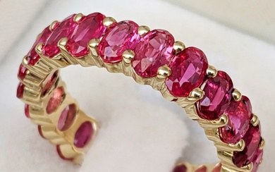 No reserve price - 3.83 Carat Natural Red Ruby Eternity Band - Ring - 14kt gold - Yellow gold Ruby