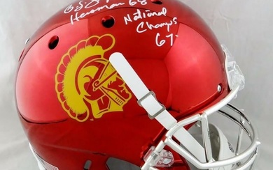 O. J. Simpson Signed USC Trojans F/S Chrome Helmet w/ 2 Insc - JSA W *White