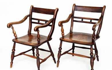 OXFORD ARMCHAIRS, a pair, 19th century English, High Wycombe...