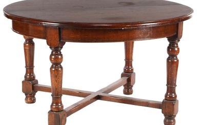 (-), Oak dining room table with intermediate leaf...
